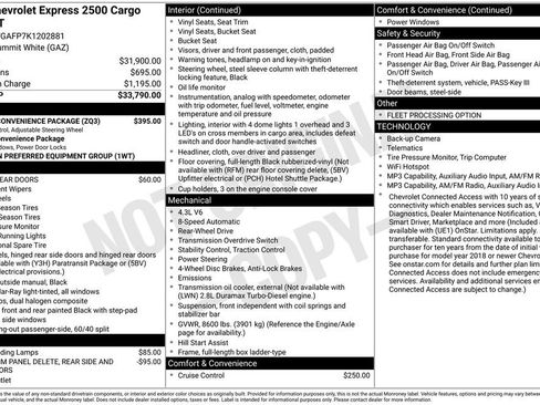 Used 2019 Chevrolet Express 2500 w/ Driver Convenience Package RWD image 17