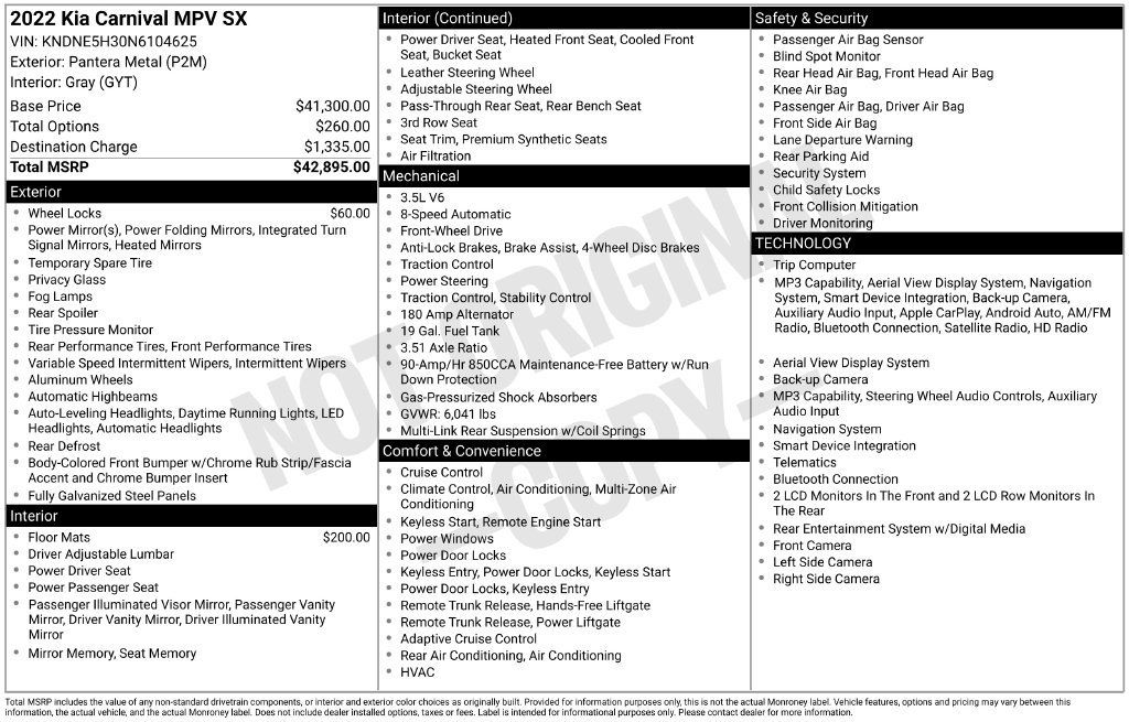 Used 2022 Kia Carnival SX FWD image 12