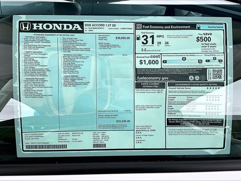 New 2026 Honda Accord SE image 19