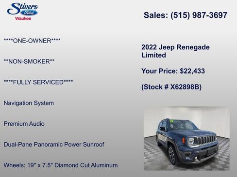 Used 2022 Jeep Renegade Limited w/ Sun, Sound & Wheels Group AWD/4WD image 16
