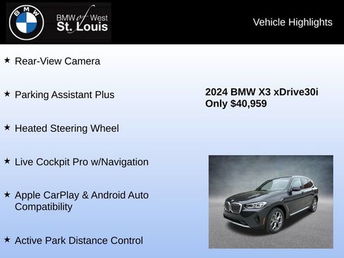 Used 2024 BMW X3 xDrive30i w/ Premium Package w/ZPA AWD/4WD image 16