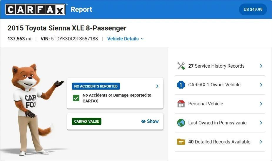 Used 2015 Toyota Sienna XLE FWD image 3