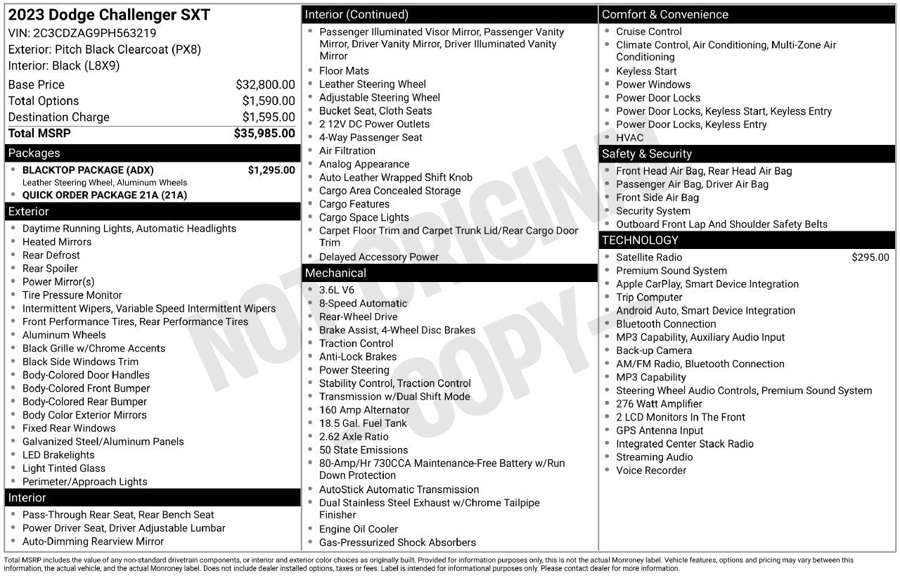Used 2023 Dodge Challenger SXT w/ Blacktop Package RWD image 16