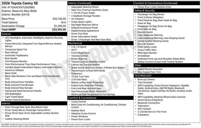 Certified 2026 Toyota Camry SE FWD image 2