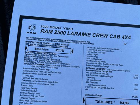 Used 2020 RAM 2500 Laramie AWD/4WD image 94