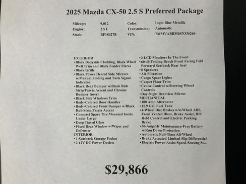 Used 2025 MAZDA CX-50 AWD 2.5 S w/ Preferred Package image 34