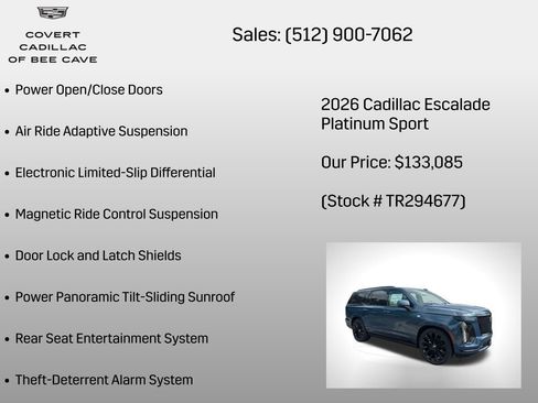 New 2026 Cadillac Escalade Platinum Sport w/ LPO, ONYX Package image 36