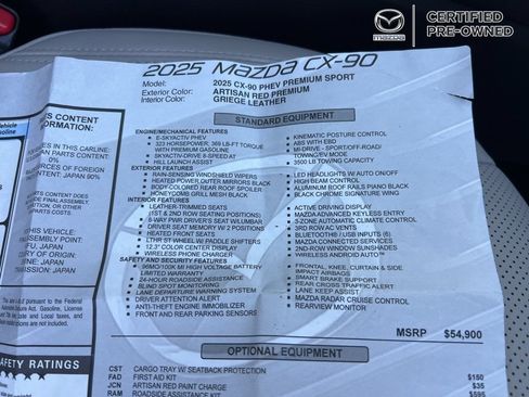 Used 2025 MAZDA CX-90 Plug-In Hybrid w/Premium Sport AWD/4WD image 48