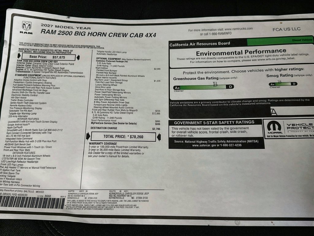 New 2027 RAM 2500 Big Horn AWD/4WD image 20