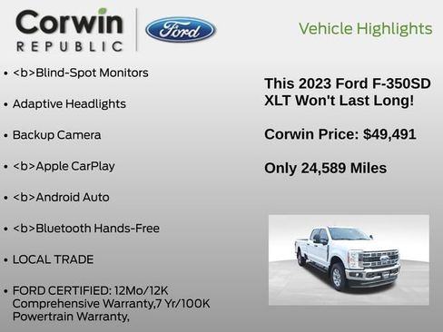 Certified 2023 Ford F350 XLT w/ 360-Degree Camera Package image 7