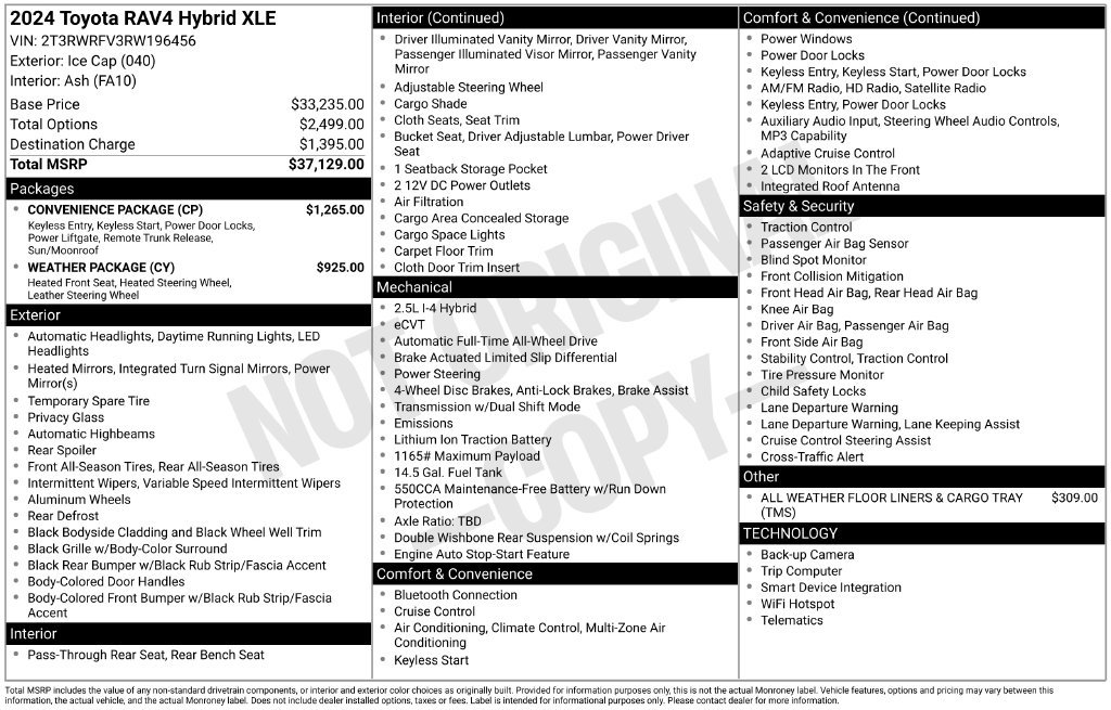 Used 2024 Toyota RAV4 XLE w/ Convenience Package AWD/4WD image 19