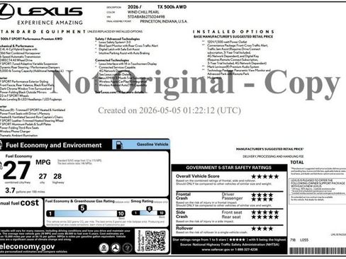 Used 2026 Lexus TX 500h AWD w/ Technology Package image 25