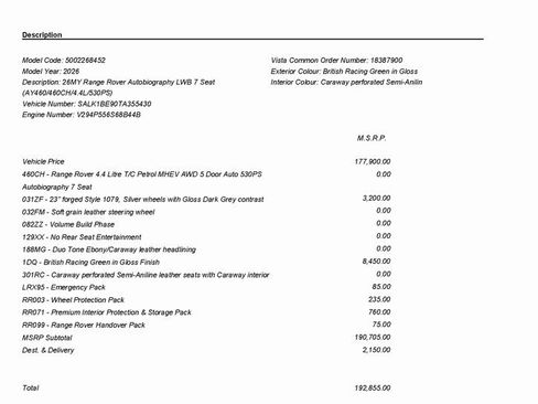 New 2026 Land Rover Range Rover Long Wheelbase Autobiography image 3