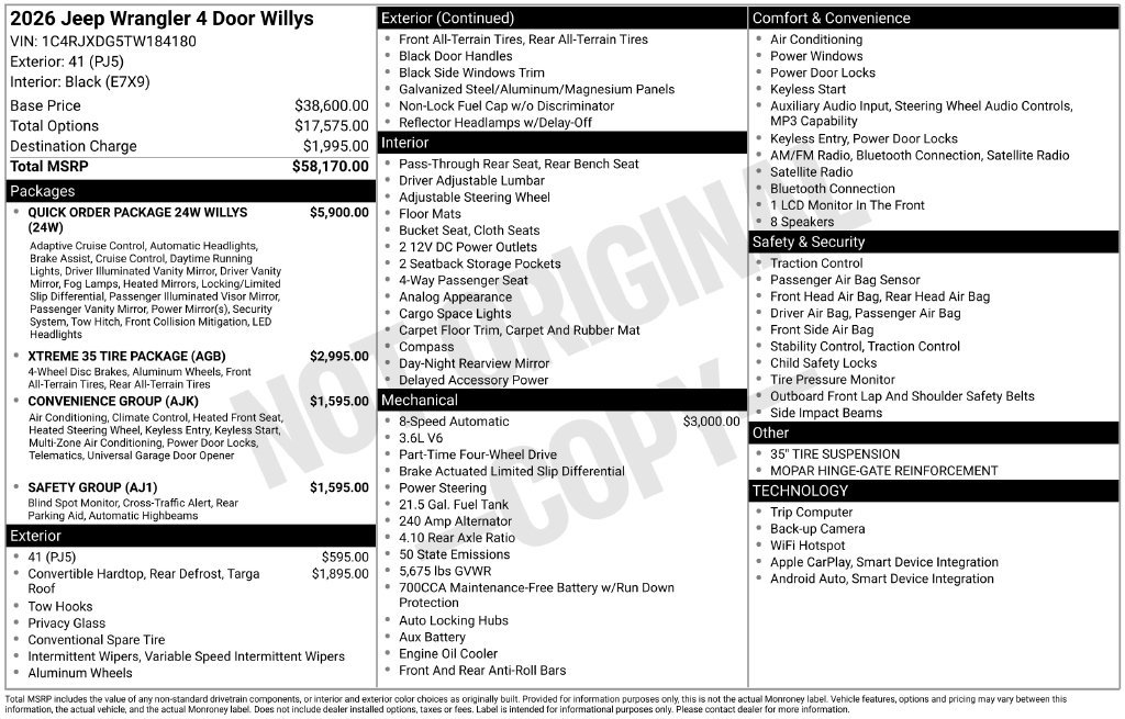 New 2026 Jeep Wrangler Unlimited Sport AWD/4WD image 4