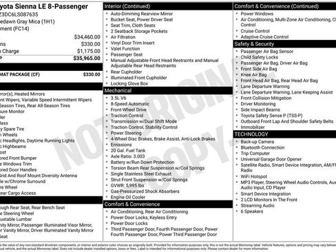 Used 2020 Toyota Sienna LE w/ Carpet Mat Package FWD image 9
