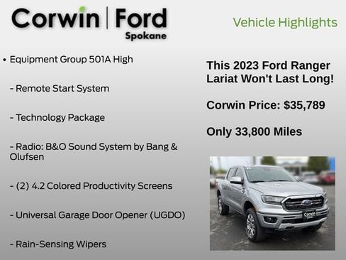Used 2023 Ford Ranger Lariat w/ Equipment Group 501A High AWD/4WD image 7