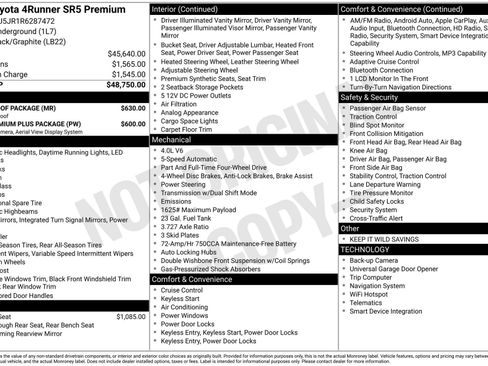 Certified 2024 Toyota 4Runner SR5 Premium w/ Moonroof Package AWD/4WD image 34