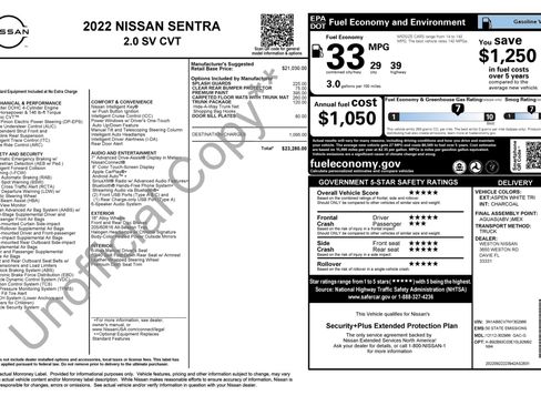 Used 2022 Nissan Sentra SV w/ Trunk Package FWD image 5