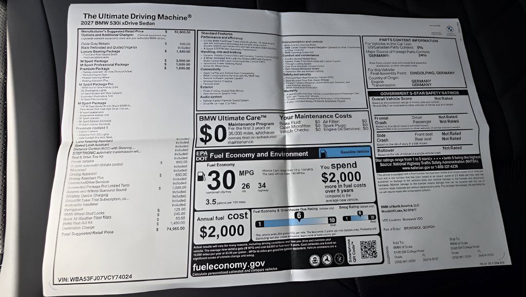 New 2027 BMW 530i xDrive w/ M Sport Package AWD/4WD image 27