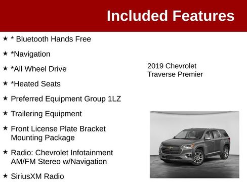 Used 2019 Chevrolet Traverse Premier w/ LPO, Floor Liner Package AWD/4WD image 3