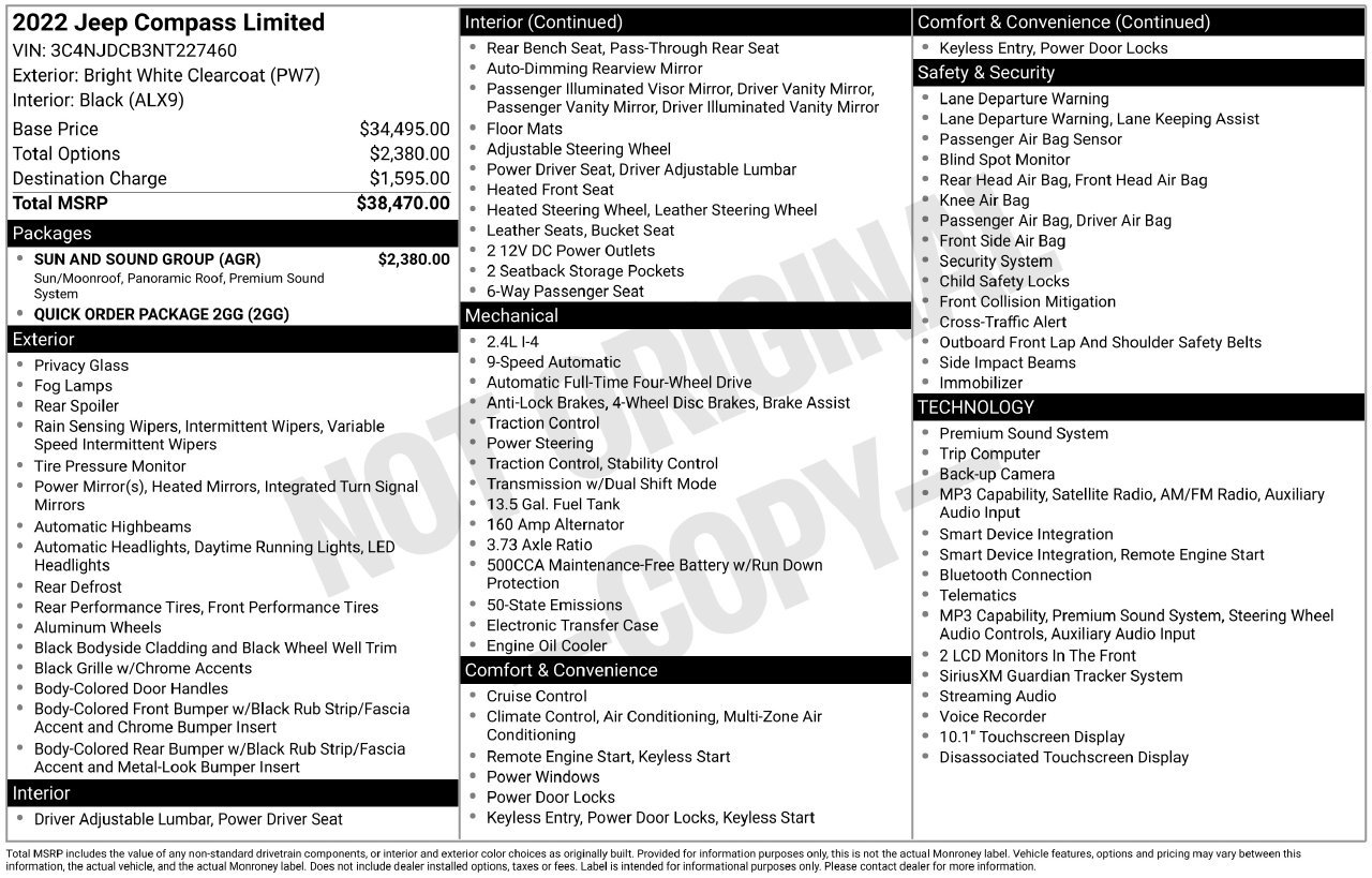 Used 2022 Jeep Compass Limited w/ Sun and Sound Group AWD/4WD image 5