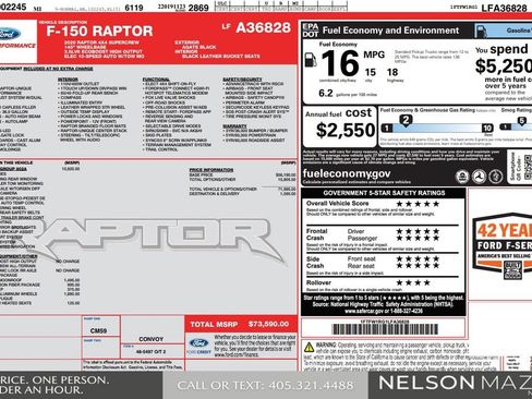 Used 2020 Ford F150 Raptor w/ Equipment Group 802A Luxury AWD/4WD image 6