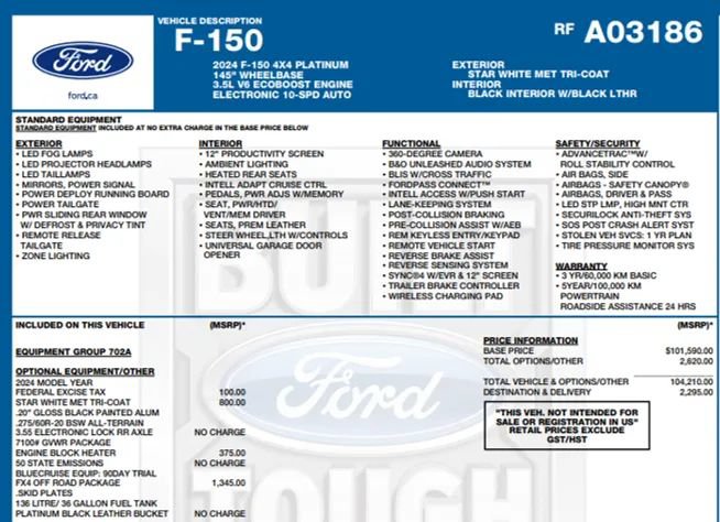 Used 2024 Ford F150 Platinum w/ FX4 Off-Road Package AWD/4WD image 2