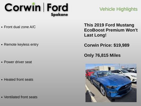 Used 2019 Ford Mustang Premium w/ Pony Package RWD image 12