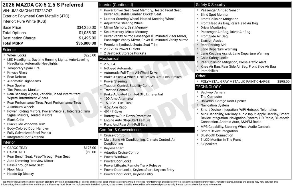 New 2026 MAZDA CX-5 Preferred AWD/4WD image 33