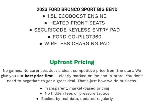 Certified 2023 Ford Bronco Sport Big Bend w/ Convenience Package AWD/4WD image 2