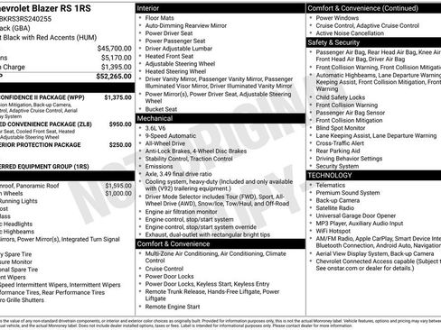 Certified 2024 Chevrolet Blazer RS w/ Driver Confidence II Package AWD/4WD image 7
