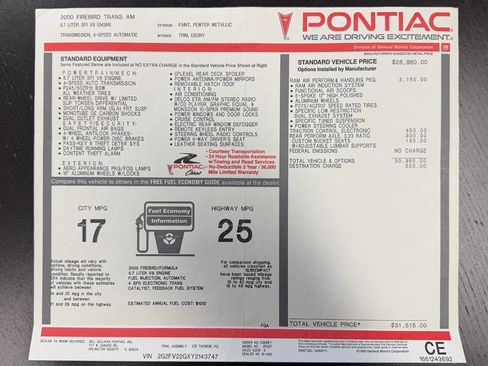Used 2000 Pontiac Firebird Formula RWD image 25