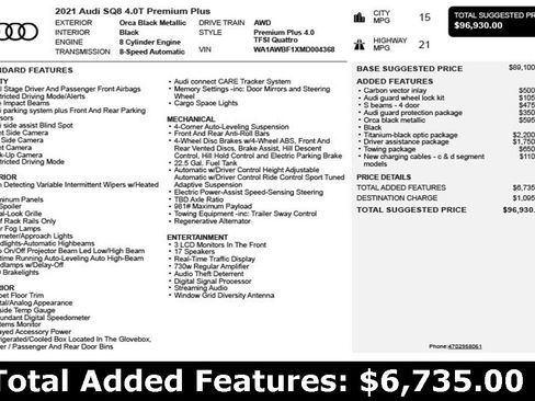 Used 2021 Audi SQ8 Premium Plus w/ SQ8 Black Optic Package image 3