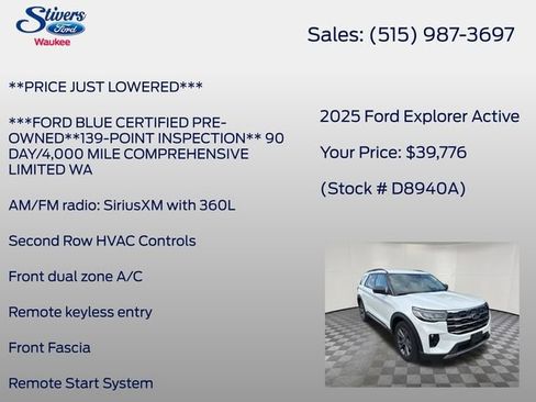 Used 2025 Ford Explorer Active w/ Active Comfort Package AWD/4WD image 16
