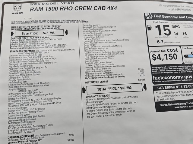 New 2026 RAM 1500 RHO w/ RHO Level 1 Equipment Group AWD/4WD image 18