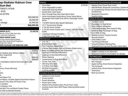 New 2026 Jeep Gladiator Rubicon w/ Safety Group AWD/4WD image 16