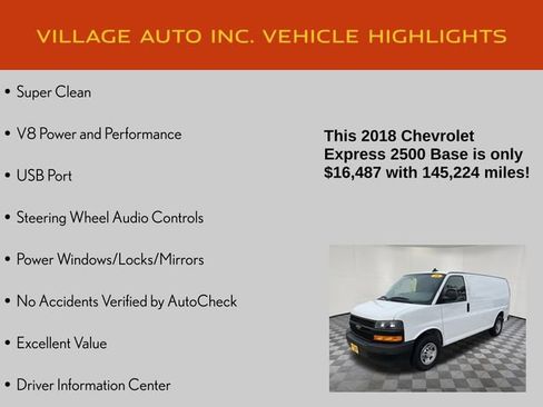 Used 2018 Chevrolet Express 2500 w/ Driver Convenience Package RWD image 7