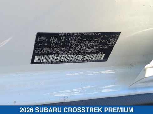 Certified 2026 Subaru Crosstrek 2.5i Premium AWD/4WD image 38