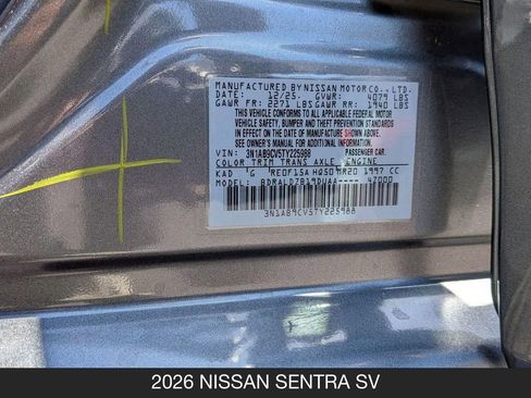 Certified 2026 Nissan Sentra SV w/ Floor Mat Package FWD image 24