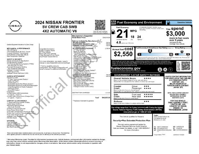 Used 2024 Nissan Frontier SV w/ SV Convenience Package RWD image 8