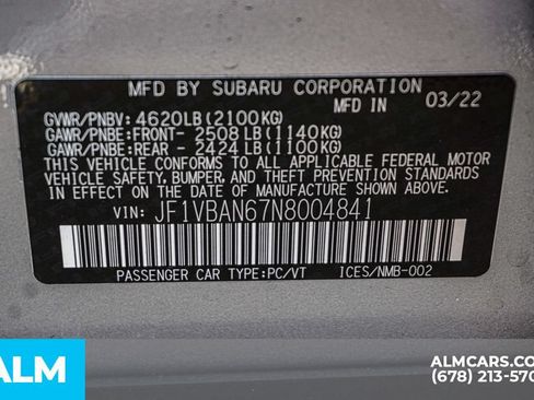 Used 2022 Subaru WRX Limited w/ Popular Package #1A AWD/4WD image 58
