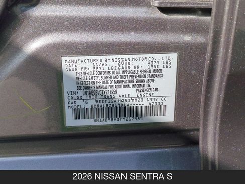 Used 2026 Nissan Sentra S w/ Floor Mat Package FWD image 25