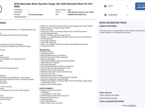 Used 2018 Mercedes-Benz Sprinter 2500 image 2