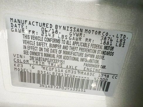 Used 2018 Nissan Sentra S FWD image 33