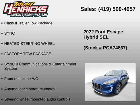 Used 2022 Ford Escape SEL w/ Class II Trailer Tow Package AWD/4WD image 11