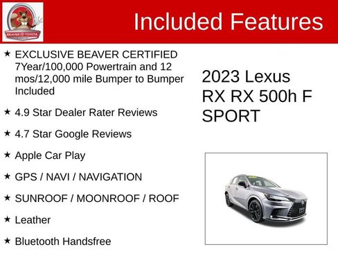 Used 2023 Lexus RX 500h F Sport w/ Accessory Package (Z1) AWD/4WD image 4