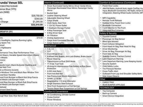 Used 2022 Hyundai Venue SEL image 21