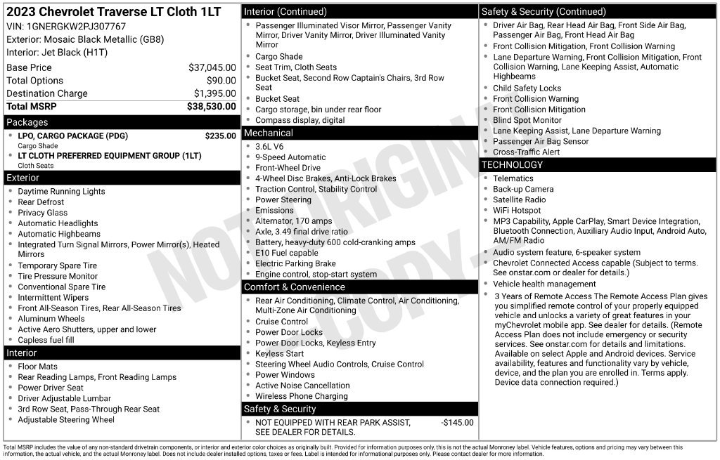 Certified 2023 Chevrolet Traverse LT w/ LPO, Cargo Package FWD image 34