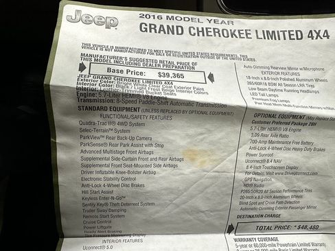 Used 2016 Jeep Grand Cherokee Limited image 49