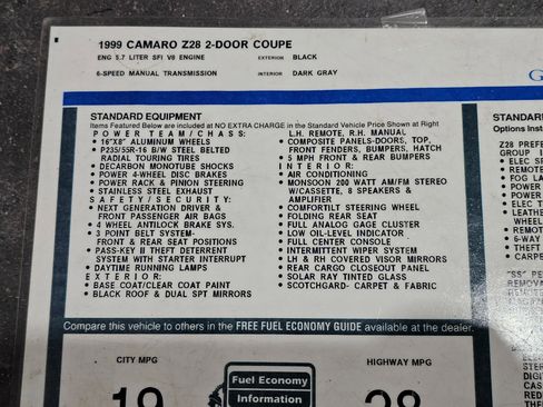 Used 1999 Chevrolet Camaro Z28 w/ SS Performance/Appearance Pkg image 39